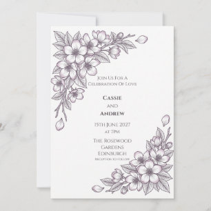 Purple Lilac Floral Wedding Invitation