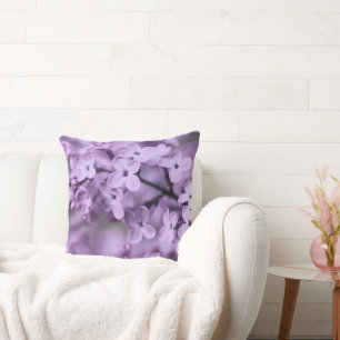 Purple Lilac Flower Branches Throw Pillow