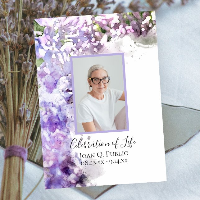 Purple Lilac Flower Watercolor Celebration of Life Invitation (Creator Uploaded)
