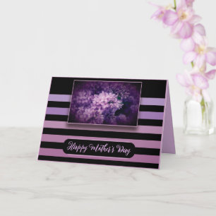 Purple Lilac Flowers and Stripes Card