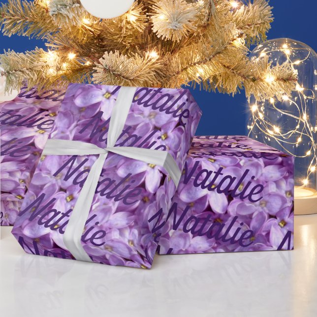 Purple Lilac Flowers Personalized Gift Paper (Holidays)