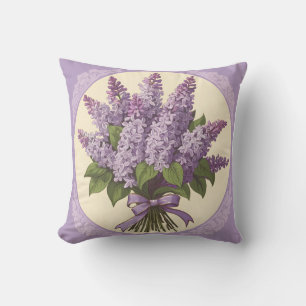 Purple Lilac Flowers Throw Pillow