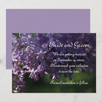 Purple Lilac Flowers Wedding Save the Date Invitation