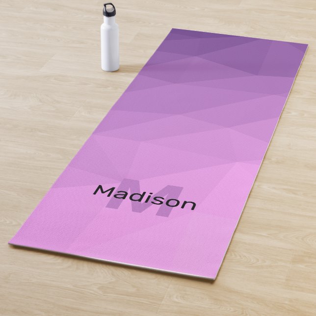 Purple lilac geometry mesh ombre pattern Monogram Yoga Mat (In Situ)