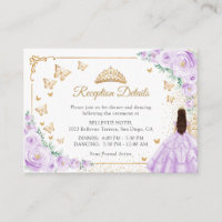 Purple Lilac Gold Quinceanera Reception Details