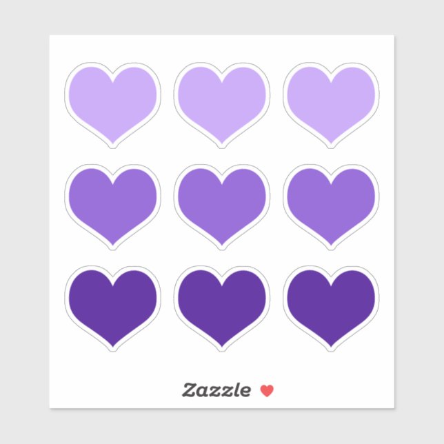 Purple Lilac Indigo Love Hearts Goth Set of 9 (Sheet)