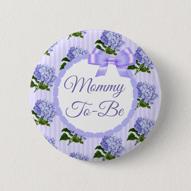 Purple Lilac Lavender Floral Mom to Be Button (Front)