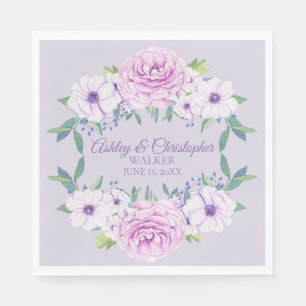 Purple Lilac Lavender Floral Personalized Wedding Napkin