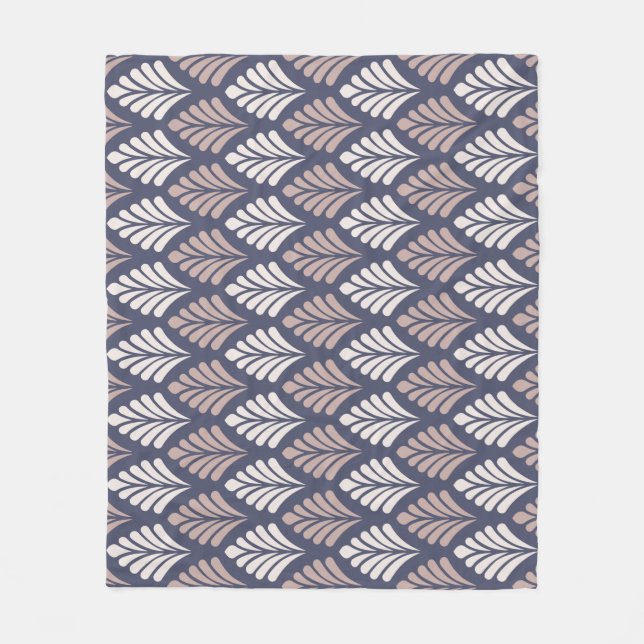 Purple Lilac Leaf Foliage Feather Art-Deco Pattern Fleece Blanket (Front)
