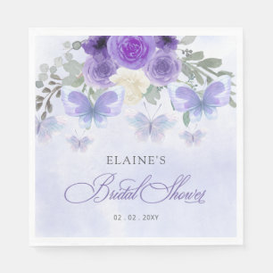 Purple Lilac Lifetime of Butterflies Bridal Shower Napkin