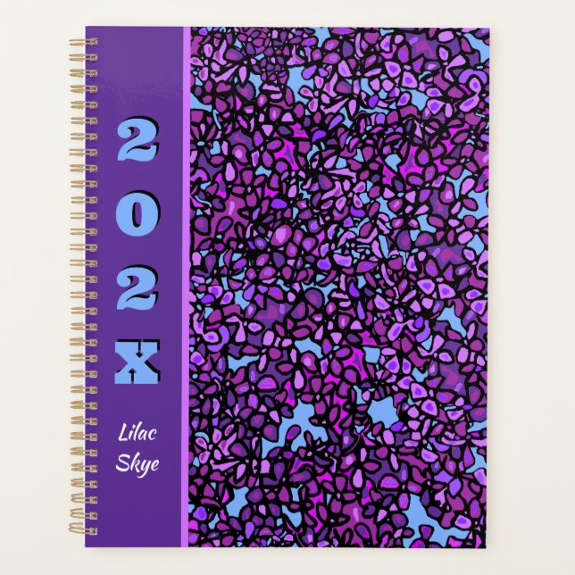 Purple Lilac Looking Up Thru Branches Personalized Planner (Front)