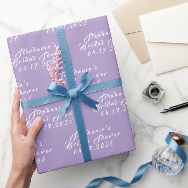 Purple Lilac Modern Pattern Bride Bridal Shower  Wrapping Paper (Gifting)
