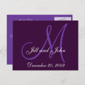 Purple Lilac Names Initials Save the Date Postcard (Front/Back)