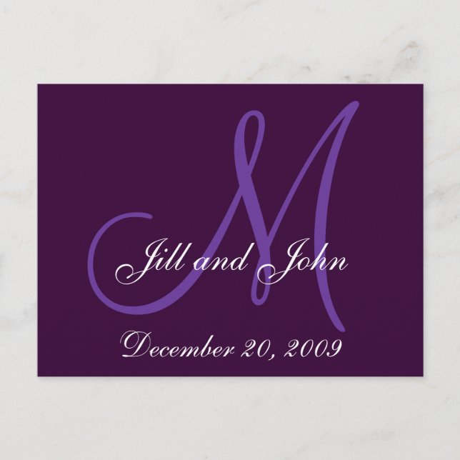 Purple Lilac Names Initials Save the Date Postcard (Front)