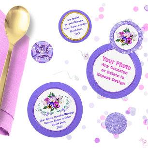 Purple Lilac Pansies, Birthday Table Confetti