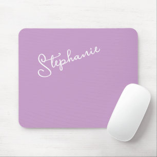 Purple Lilac Personalized Script Name Minimalist  Mouse Pad