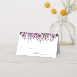 Purple Lilac Quinceañera Folded Place Card