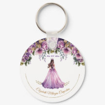 Purple Lilac Quinceañera Keychain