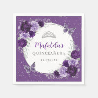 Purple Lilac Silver Flowers Quinceanera Birthday