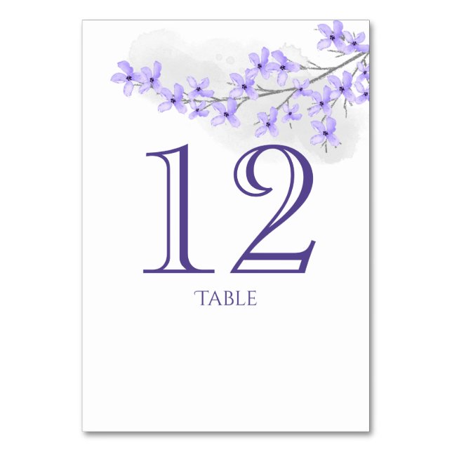Purple Lilac Table Number Card (Front)