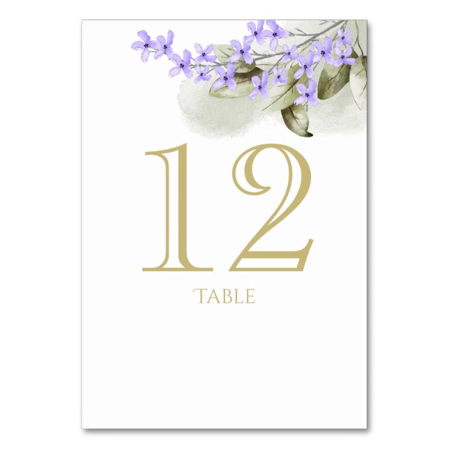 Purple Lilac Table Number Card (Front)
