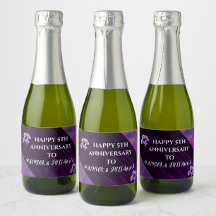Purple Lilac Trendy Boho Modern Chic Anniversary Sparkling Wine Label