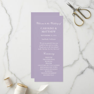 Purple Lilac Violet Simple Modern Wedding  Program