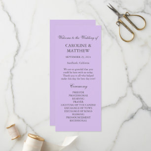 Purple Lilac Violet Simple Modern Wedding  Program