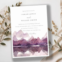 Purple Lilac Watercolor Mountain Lake Wedding