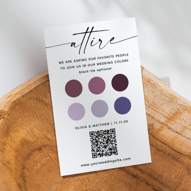 Purple Lilac wedding attire dress code palette QR Enclosure Card (Creator Uploaded)
