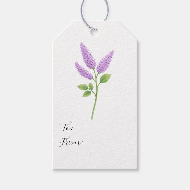 Purple Lilac Wedding Flowers Gift Tags (Front)