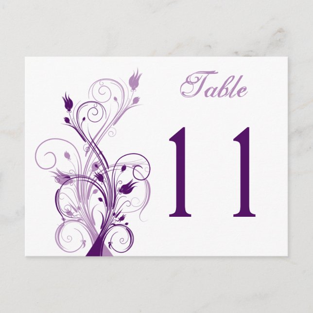 Purple Lilac White Floral Table Number Postcard (Front)