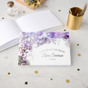Purple Lilacs Watercolor Letters to the Bride Guest Book