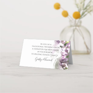 Purple Lilacs Watercolor Wedding Charity Favours Place Card