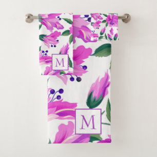 Purple Lilies Bath Towel Set