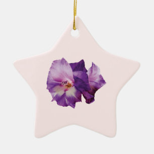 Purple Lilies Ceramic Ornament