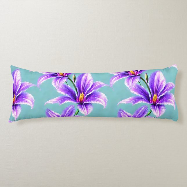 Purple Lilly of the Valley Pattern  Body Pillow (Front)