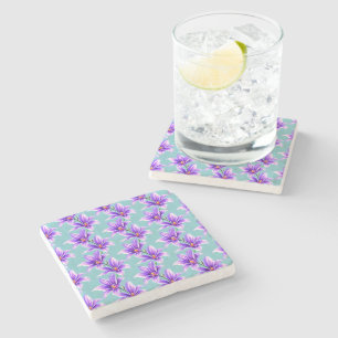 Purple Lilly of the Valley Pattern  Stone Coaster