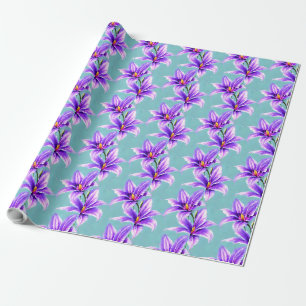 Purple Lilly of the Valley Pattern Wrapping Paper