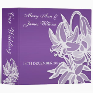 Purple Lily Bouquet Elegant  Wedding Binder