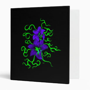 purple lily flower on black binder