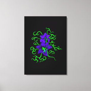 purple lily flower on black canvas print