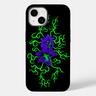 Purple Lily Flower on black Case-Mate iPhone 14 Case