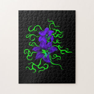 purple lily flower on black jigsaw puzzle