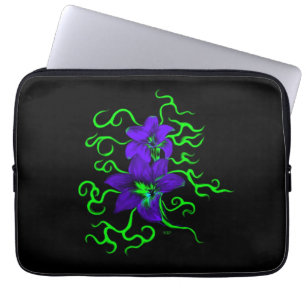 Purple Lily Flower on black Laptop Sleeve