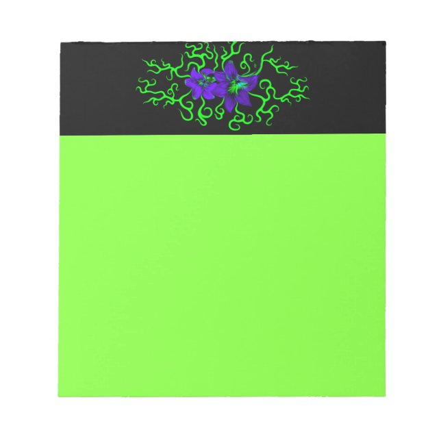 Purple Lily Flower on black Notepad (Front)