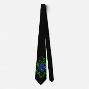 Purple Lily Flower on black Tie