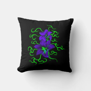 purple lily flower throw pillow
