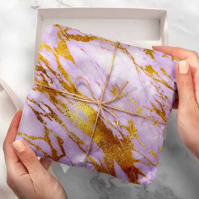 Purple Lily Gold Pastel White Marble Shiny Glam Wrapping Paper (Purple Lily Gold Pastel White Marble Shiny Glam Wrapping Paper )