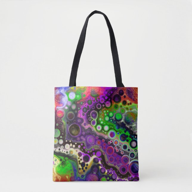 Purple, Lime Green and Black Marble Fluid Art  Tote Bag (Front)